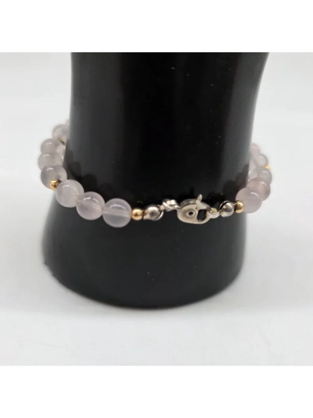 Rose Quartz Bracelet Gold Tone Beads With Lobster Clasp Closure - Picture 6 of 8